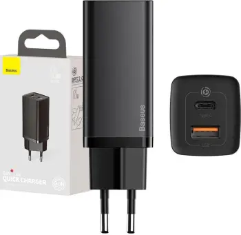 Karikues i shpejtë Baseus GaN2 Lite, 65W, USB/USB-C, i zi
