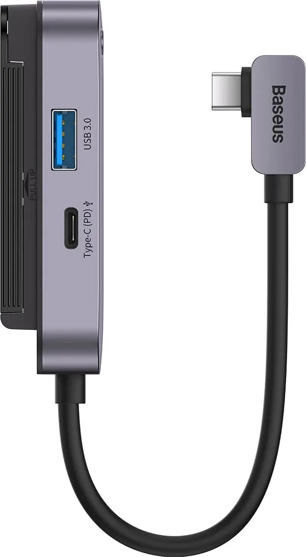 HUB Baseus PadJoy 6-në-1, USB-C, për tabletë/celular, Gri e errët - 3