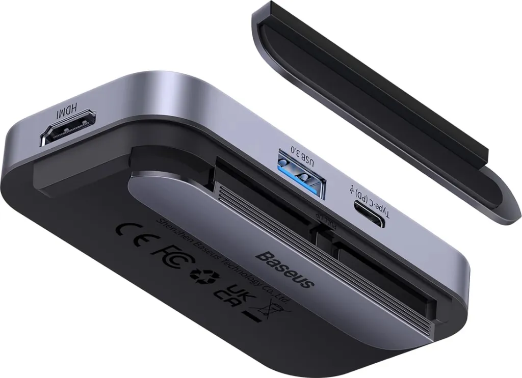HUB Baseus PadJoy 6-në-1, USB-C, për tabletë/celular, Gri e errët - 8