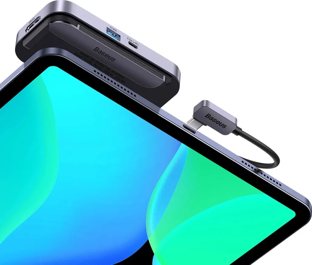 HUB Baseus PadJoy 6-në-1, USB-C, për tabletë/celular, Gri e errët - 9