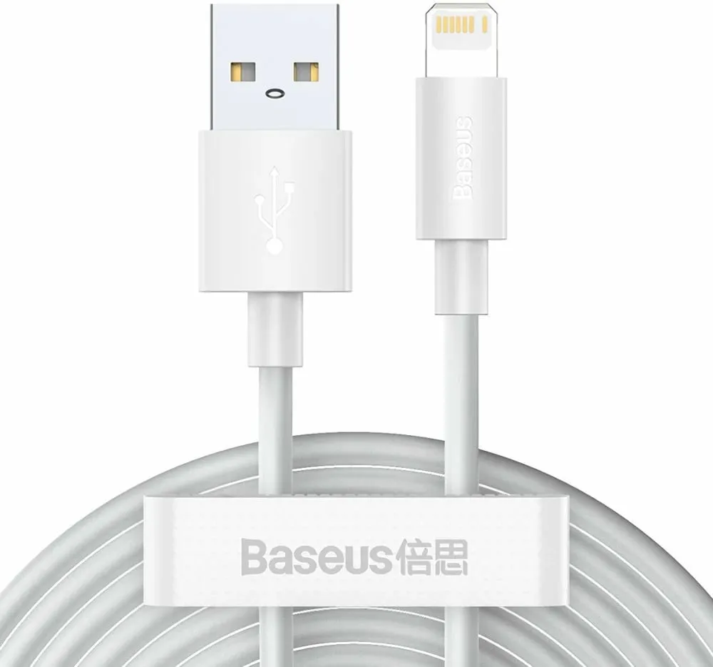 Kabllo USB-Lightning Baseus TZCALZJ-02, 1.5m, Set 2 copë, Bardhë - 1