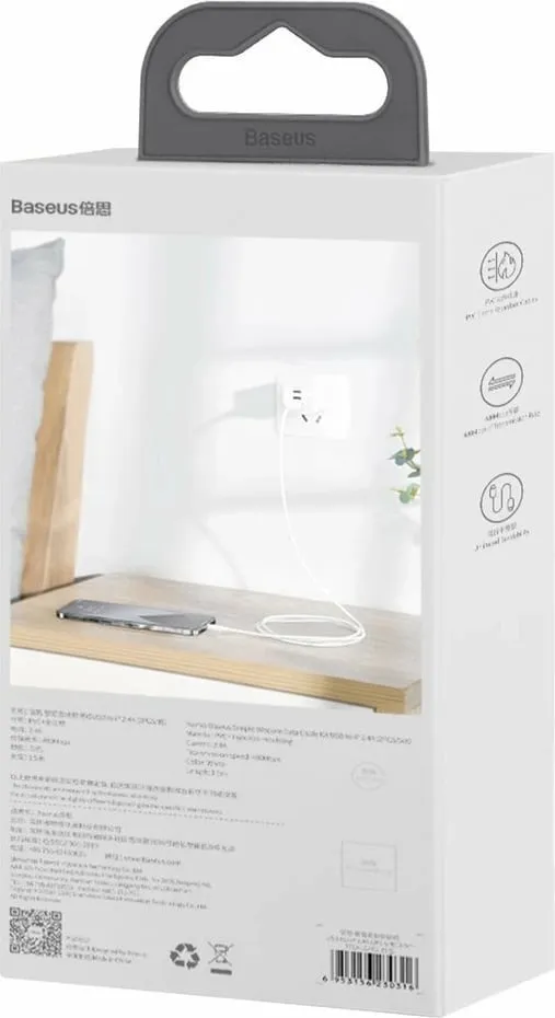 Kabllo USB-Lightning Baseus TZCALZJ-02, 1.5m, Set 2 copë, Bardhë - 11