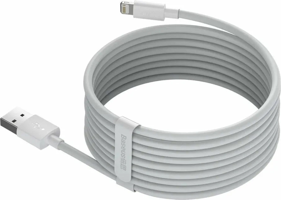Kabllo USB-Lightning Baseus TZCALZJ-02, 1.5m, Set 2 copë, Bardhë - 6