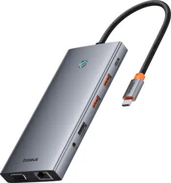 Kasë HUB Baseus PortalJoy Series BS-OH119, 13in1, USB-C, HDMI, DP, VGA, USB 3.1/2.0, RJ45, SD/TF, Gri