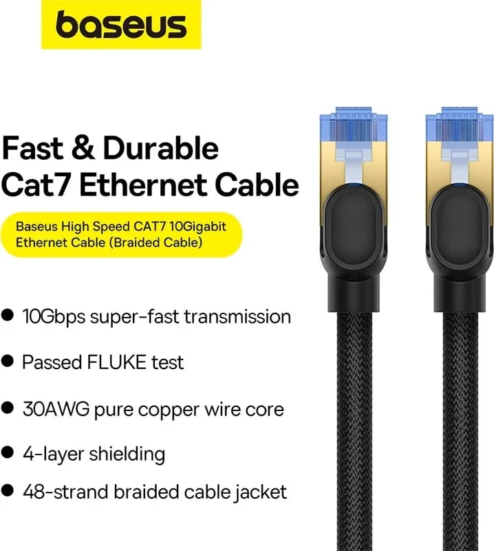 Kabllo rrjeti Baseus RJ45 Cat.7, 8m, 10Gbps, e thurur, e zezë - 11