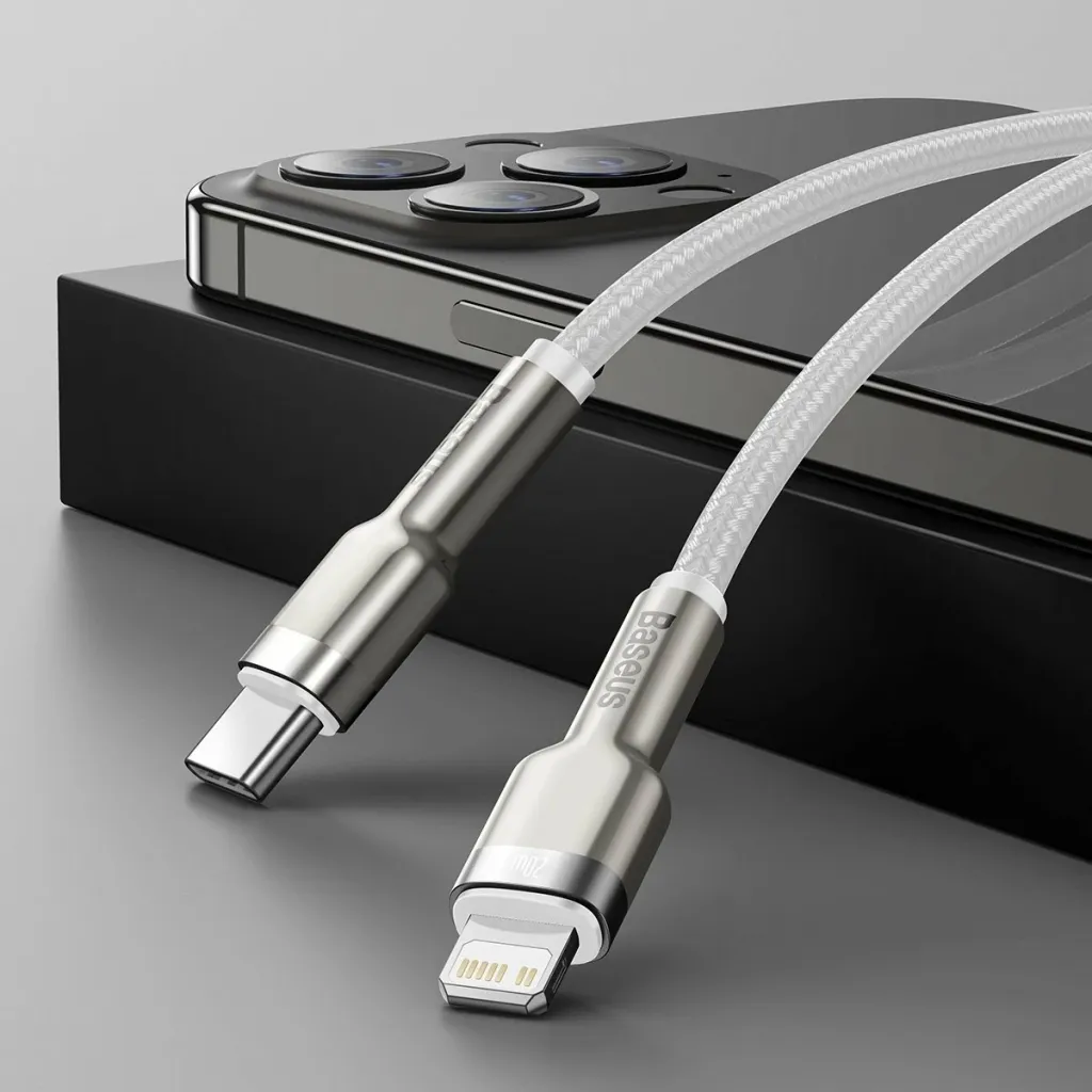 Kabllo BASEUS Cafule Series, USB-C - Lightning, M/M, 20W, 2m, e bardhë - 11
