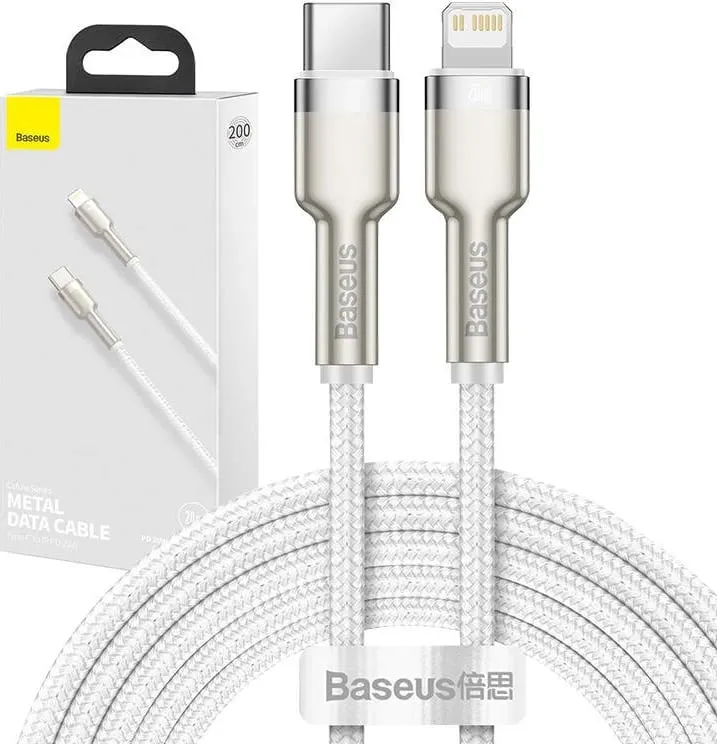 Kabllo BASEUS Cafule Series, USB-C - Lightning, M/M, 20W, 2m, e bardhë - 12