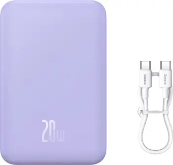 Powerbank Baseus Magnetic Mini 20000 mAh, 20W, USB-C, i bardhë me kabllo USB-C/USB-C