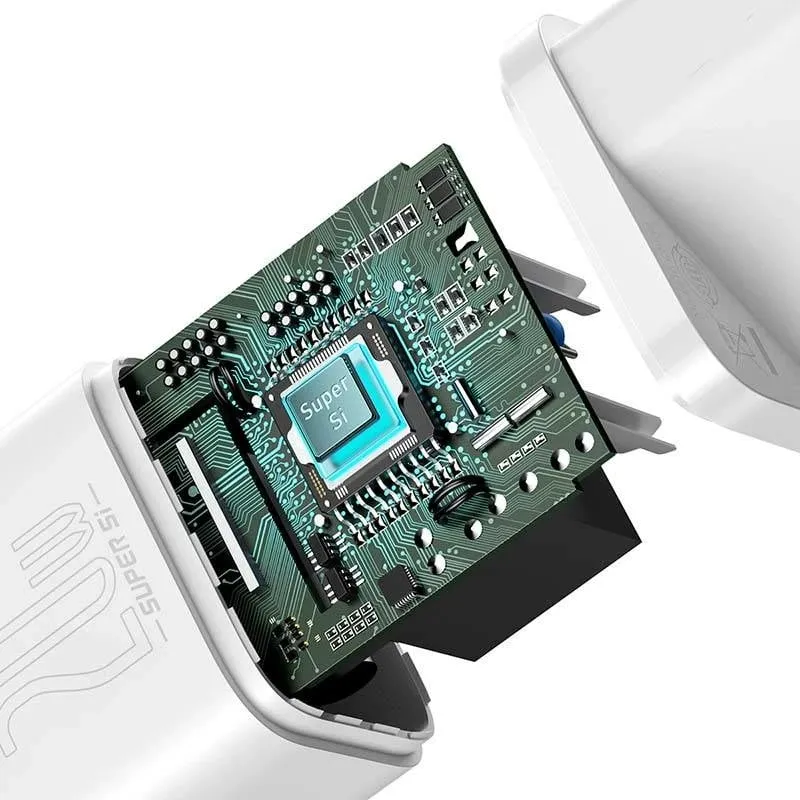 Karikues muri Baseus Super Si 1C, 20W, USB-C, i bardhë - 4