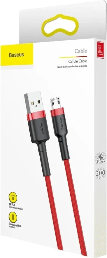 Kabllo Baseus Cafule CAMKLF-C09, USB-A në micro USB, 2m, e kuqe - 10