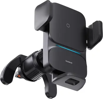Mbajtës automatik Baseus Wisdom CGZX000001 me karikues wireless 15W, për grilë, i zi