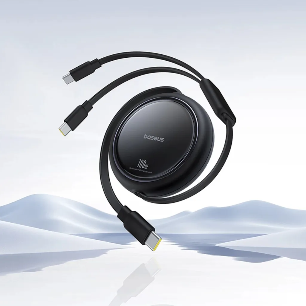Kabllo tërheqëse USB-C Baseus Bright Mirror Series, 2x USB-C, 100W, 1m, e zezë - 7