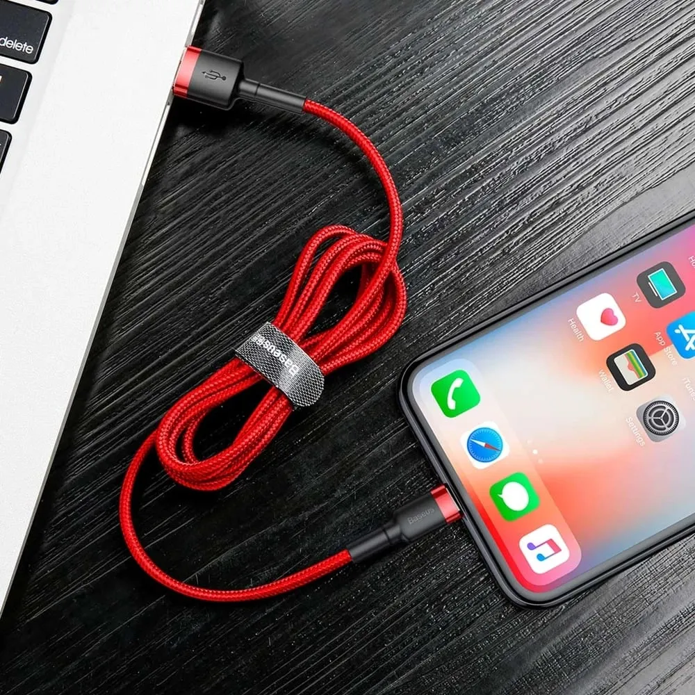 Kabllo Baseus Cafule CALKLF-B09, USB-A në Lightning, 1 m, e kuqe - 8