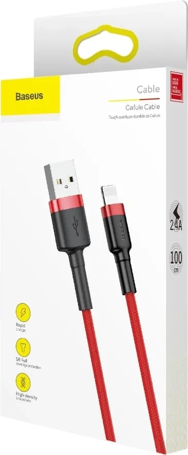 Kabllo Baseus Cafule CALKLF-B09, USB-A në Lightning, 1 m, e kuqe - 9