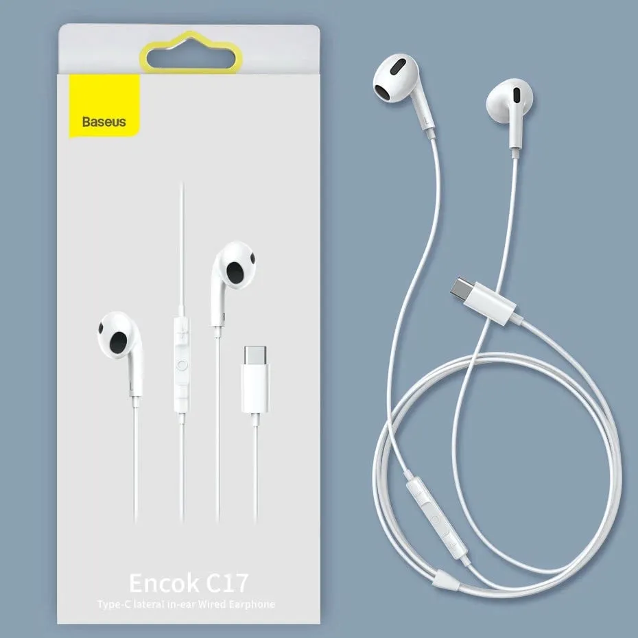 Kufje Baseus Encok C17 me mikrofon, USB-C, të bardha - 17