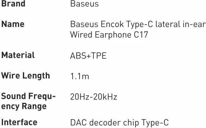 Kufje Baseus Encok C17 me mikrofon, USB-C, të bardha - 18