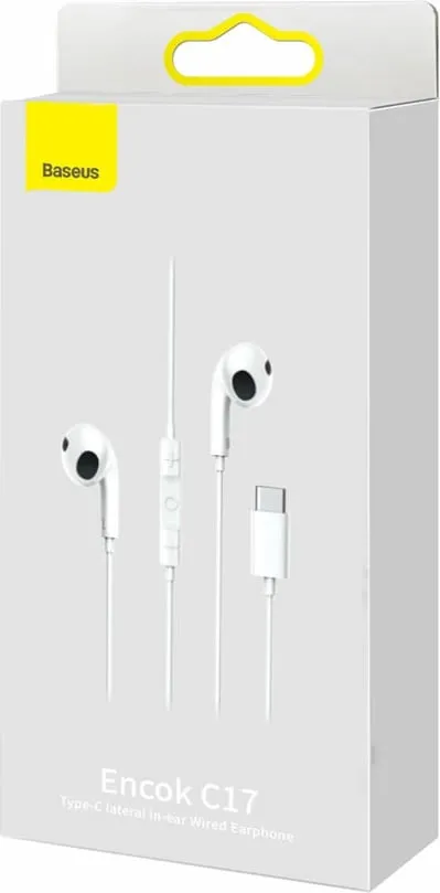 Kufje Baseus Encok C17 me mikrofon, USB-C, të bardha - 7