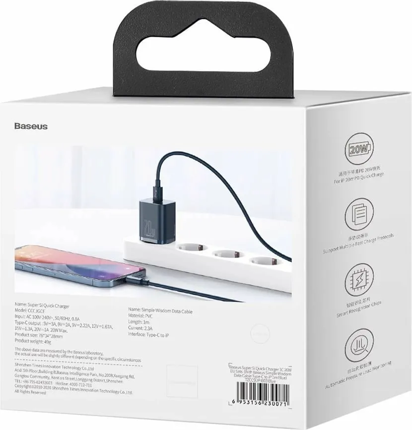 Karikues muri Baseus Super Si 1C, 20W, USB-C, Blu - 5