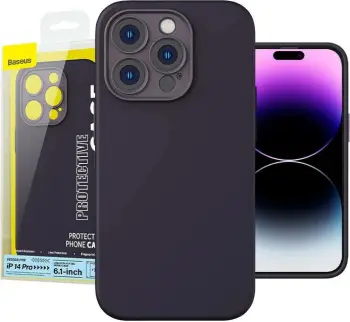 Mbështjellës Baseus Liquid Silica Gel për iPhone 14 Pro, ARYT020405, vjollcë, me xham të temperuar dhe set pastrimi