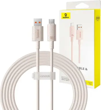 Kabllo karikimi i shpejtë Baseus Habitat Series, USB në USB-C, 2m, 100W, rozë