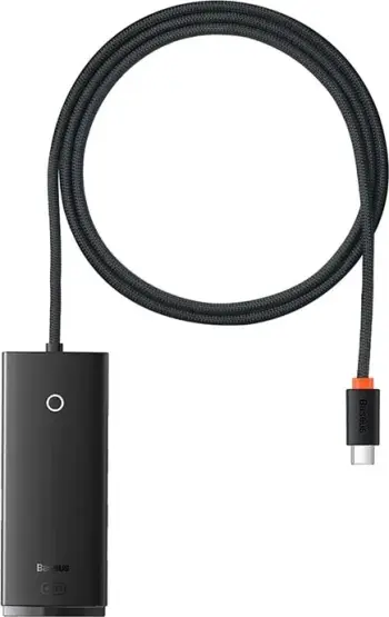 Kasë Baseus Lite Series HUB 4-në-1, USB-C në 4x USB 3.0 + USB-C, 1m, e zezë