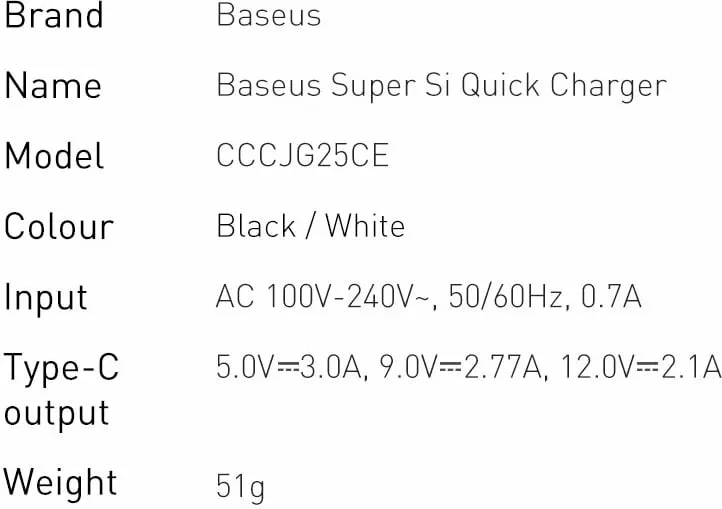 Karikues i shpejtë Baseus CCSP020101, 25W, USB-C, i zi - 17