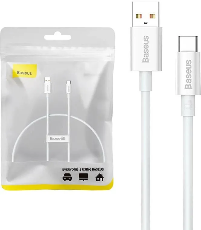 Kabllo USB Baseus Superior, USB A në USB C, 0.25 m, 100 W, e bardhë - 1