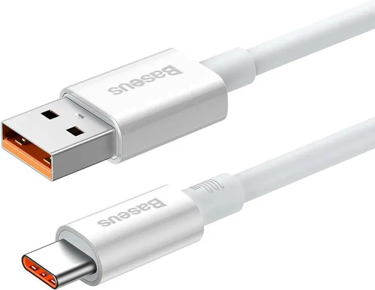 Kabllo USB Baseus Superior, USB A në USB C, 0.25 m, 100 W, e bardhë - 3