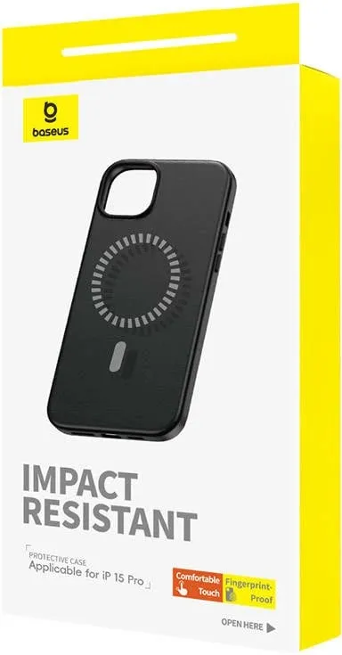 Mbështjellës magnetik për celular Baseus Fauxther Series për iPhone 15 Pro, i zi - 3