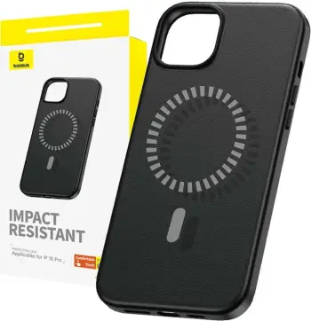 Mbështjellës magnetik për celular Baseus Fauxther Series për iPhone 15 Pro, i zi