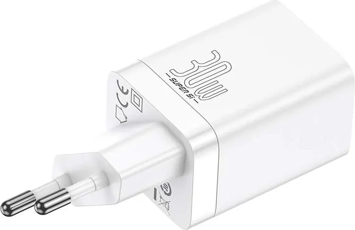 Karikues rrjeti Baseus CCSUPP-E02, Super Si Pro, 30W, USB + USB-C, i bardhë - 1