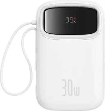 Powerbank Baseus QPow 2, 10000mAh, 30W, e bardhë