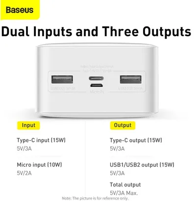 Powerbank Baseus Bipow 30000mAh, 15W, e bardhë - 11