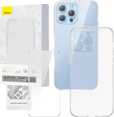 Set mbrojtës Baseus Corning për iPhone 13 Pro, mbulesë transparente, xham i temperuar, transparent - 1