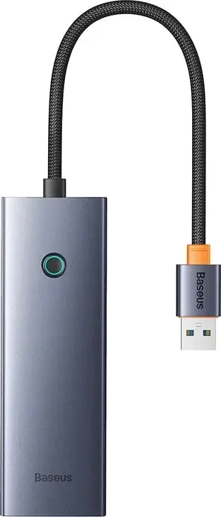 Hub Baseus UltraJoy Series Lite 4-Port, USB 3.0*3 + RJ45 + USB-C 5V, Gri