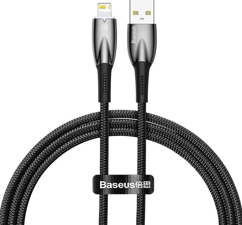 Kabllo USB në Lightning Baseus Glimmer Series CADH000201, 1m, e zezë - 2