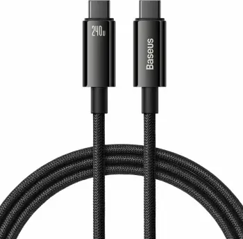 Kabllo USB-C në USB-C Baseus Tungsten Gold, 3m, 240W, e zezë