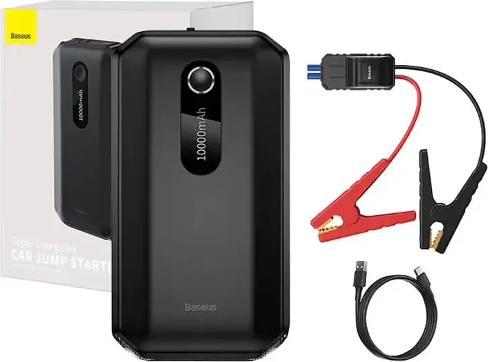 Jump starter Baseus CGNL020101, 10000mAh, 1000A, USB, e zezë - 1