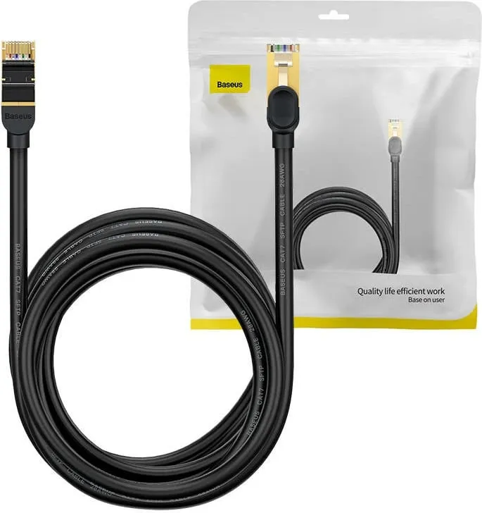 Kabllo rrjeti Baseus, RJ45 në RJ45, 8m, 10Gbps, e zezë - 1