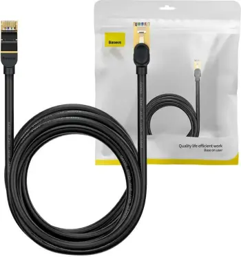 Kabllo rrjeti Baseus, RJ45 në RJ45, 8m, 10Gbps, e zezë