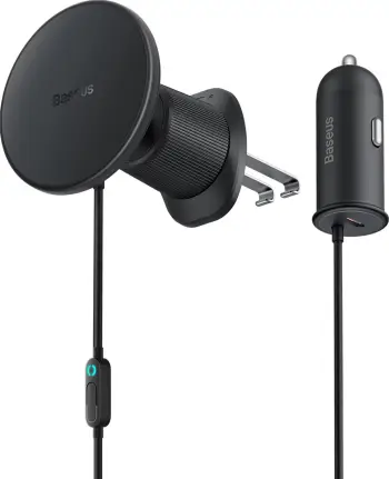 Mbajtës magnetik për celular Baseus CW01 me karikues USB-C 15W + 25W, i zi