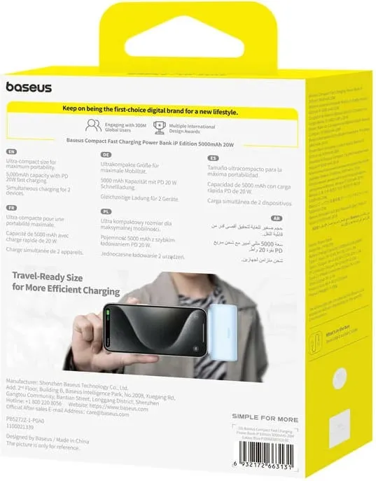 Powerbank Baseus OS-Baseus Compact IP 5000mAh 20W, kaltër - 7