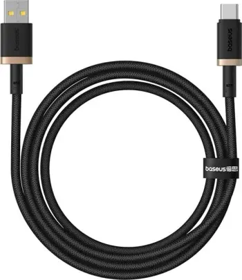 Kabllo Baseus Dura USB Type A në Type C, 60 W, 1 m, E zezë, Ari