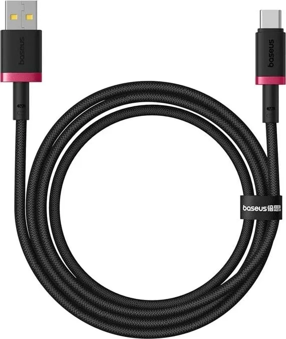 Kabllo Baseus Dura USB Type A në Type C, 60 W, 1 m, E kuqe - 1
