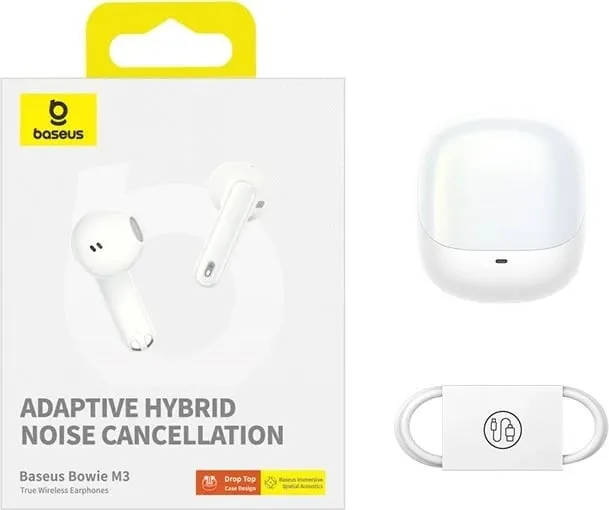 Kufje Baseus Bowie M3, In-ear, Wireless, USB Type-C, Bardhë - 7
