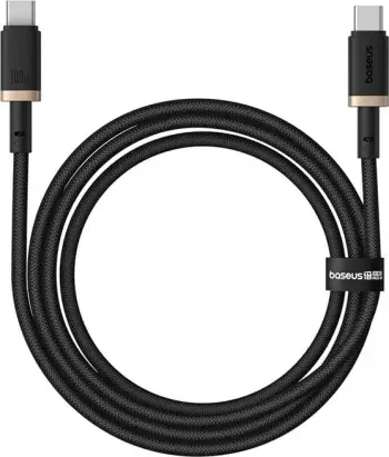 Kabëll Baseus Dura Type C në Type C, 100 W, 1 m, Zi, Ari