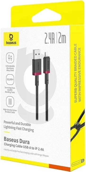 Kabllo karikimi e shpejtë Baseus Dura Type A në IP, 2 m, e kuqe - 5