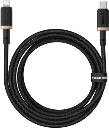Kabllo karikimi e shpejtë Baseus Dura Type C për iP, 20 W, 2 m, E zezë, Ari