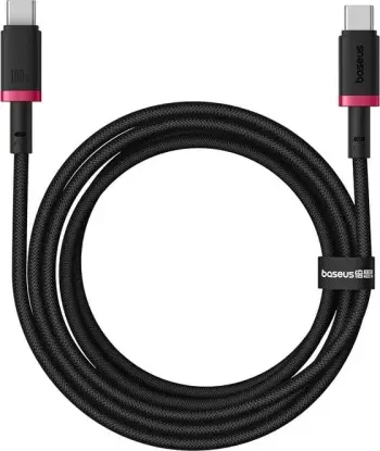 Kabllo Baseus Dura Type C në Type C, 100 W, 2 m, E zezë, E kuqe