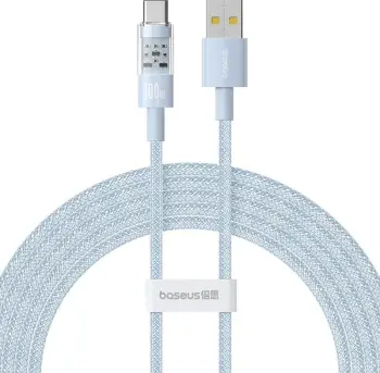 Kabllo Baseus Gem USB A në USB C, 2 m, 100 W, Kaltër